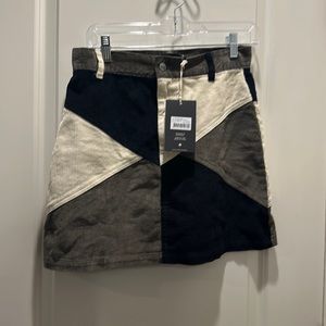 Black gray and white asymmetric skirt